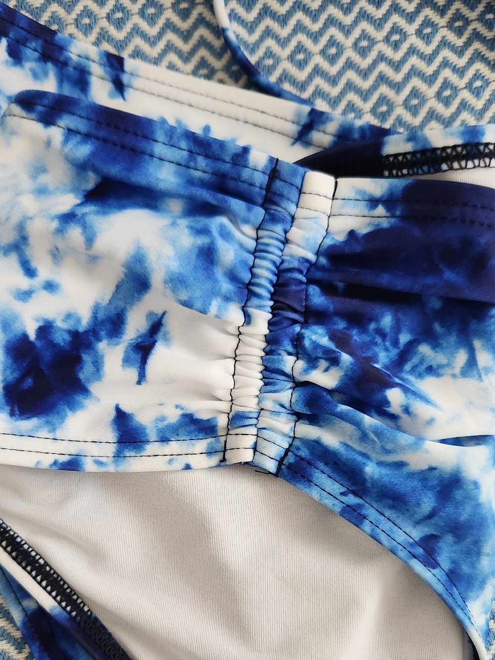 Blue Tie-Dye Bandeau Bikini Set - Women's Swim - Picture 11 of 12